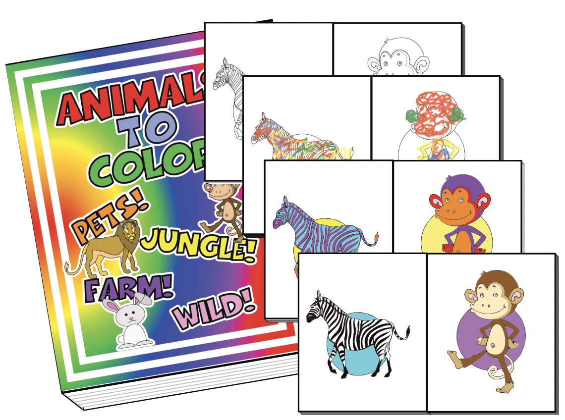 Animals 4-Way Coloring Book
