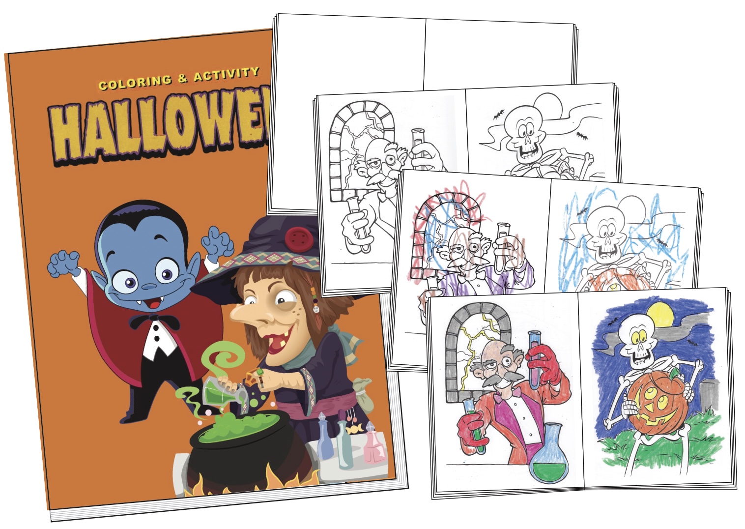 Halloween 4-Way Coloring Book